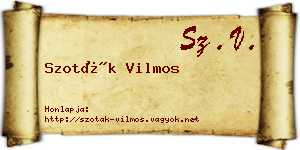 Szoták Vilmos névjegykártya